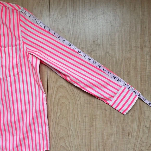 NWT a new day Women Neon Stripe Cotton Blend Button Down Shirt Sz M Work - Picture 10 of 11